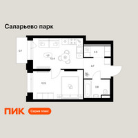 Планировка однокомнатной(квартира) площадью 37.6 квадратных метров в “ЖК Саларьево парк”