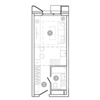 Планировка студии(квартира) площадью 23.7 квадратных метров в “ЖК УНО Соколиная гора”