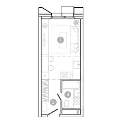 Планировка студии(квартира) площадью 23.7 квадратных метров в ЖК “ЖК УНО Соколиная гора”