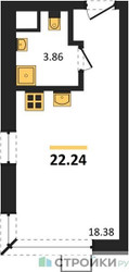 Планировка студии(квартира) площадью 22.24 квадратных метров в ЖК “ЖК Citimix (СитиМикс)”