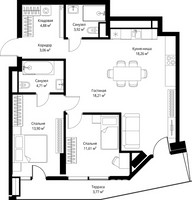 Планировка двухкомнатной(квартира) площадью 82.32 квадратных метров в “ЖК Джойс”