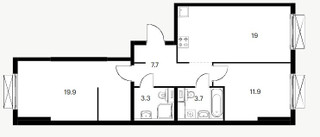 Планировка двухкомнатной(квартира) площадью 64.7 квадратных метров в “ЖК Кольская 8”