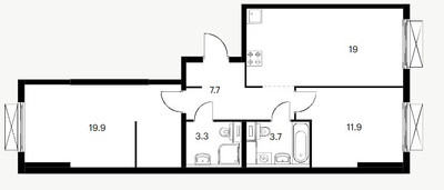 Планировка двухкомнатной(квартира) площадью 64.7 квадратных метров в ЖК “ЖК Кольская 8”