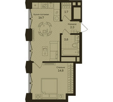 Планировка однокомнатной(квартира) площадью 39.3 квадратных метров в “ЖК Дом на Часовой”