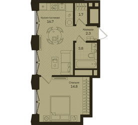 Планировка однокомнатной(квартира) площадью 39.3 квадратных метров в ЖК “ЖК Дом на Часовой”