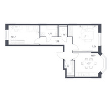 Планировка двухкомнатной(квартира) площадью 57.34 квадратных метров в “ЖК Квартал Домашний”