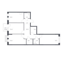 Планировка трехкомнатной(квартира) площадью 79.3 квадратных метров в “ЖК Рублевский Квартал”