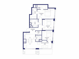 Планировка трехкомнатной(квартира) площадью 99.32 квадратных метров в “ЖК Остров”