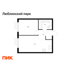 Планировка однокомнатной(квартира) площадью 35.5 квадратных метров в ЖК “ЖК Люблинский парк”