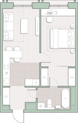 Планировка однокомнатной(квартира) площадью 47.5 квадратных метров в ЖК “ЖК Среда на Кутузовском”