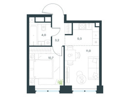 Планировка двухкомнатной(квартира) площадью 33.9 квадратных метров в “ЖК Level Звенигородская”