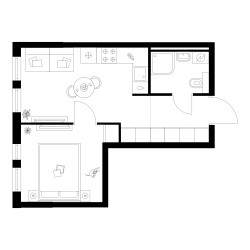 Планировка однокомнатной(квартира) площадью 31.4 квадратных метров в ЖК “Квартал Мит”