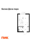Планировка студии(квартира) площадью 23.6 квадратных метров в “ЖК Белая Дача парк”