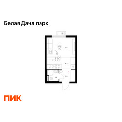 Планировка студии(квартира) площадью 23.6 квадратных метров в ЖК “ЖК Белая Дача парк”