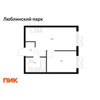 Планировка однокомнатной(квартира) площадью 31.7 квадратных метров в “ЖК Люблинский парк”