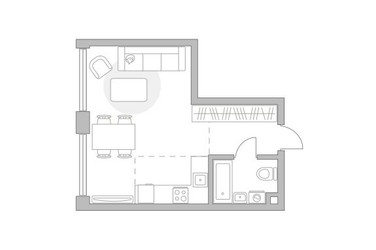 Планировка однокомнатной(квартира) площадью 34.96 квадратных метров в ЖК “ЖК Мневники от Гранель”