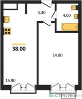 Планировка однокомнатной(квартира) площадью 38 квадратных метров в “Лесная Коллекция”