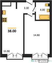 Планировка однокомнатной(квартира) площадью 38 квадратных метров в ЖК “Лесная Коллекция”