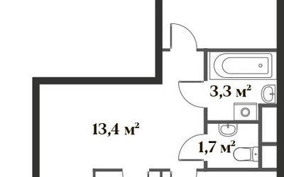 Планировка двухкомнатной(квартира) площадью 61.1 квадратных метров в ЖК “Миниполис 8 кленов”