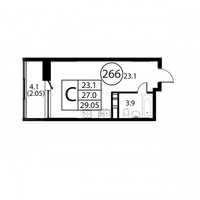 Планировка студии(квартира) площадью 29.1 квадратных метров в “ЖК Космос”