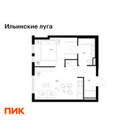 Планировка однокомнатной(квартира) площадью 36.6 квадратных метров в “ЖК Ильинские луга”