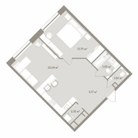 Планировка двухкомнатной(апартаменты) площадью 53.24 квадратных метров в “ЖК D'ORO MILLE (Доро Милле)”