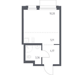 Планировка студии(квартира) площадью 22.84 квадратных метров в ЖК “ЖК Новое Внуково”