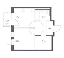 Планировка однокомнатной(квартира) площадью 36.5 квадратных метров в “ЖК Молжаниново”
