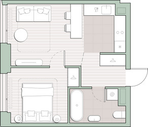 Планировка однокомнатной(квартира) площадью 37 квадратных метров в ЖК “ЖК Среда на Лобачевского”