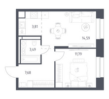 Планировка однокомнатной(квартира) площадью 41.36 квадратных метров в “ЖК Верейская 41”
