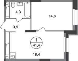 Планировка однокомнатной(квартира) площадью 41.4 квадратных метров в “ЖК Первый Московский”