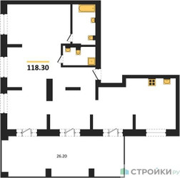 Планировка трехкомнатной(квартира) площадью 118.3 квадратных метров в ЖК “ЖК Квартал Метроном”