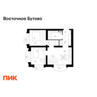 Планировка двухкомнатной(квартира) площадью 47.1 квадратных метров в “ЖК Восточное Бутово”