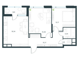 Планировка двухкомнатной(квартира) площадью 62.5 квадратных метров в “ЖК Level Лесной”