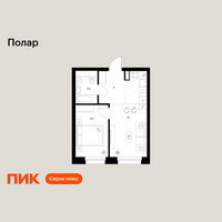 Планировка однокомнатной(квартира) площадью 34.6 квадратных метров в “ЖК Полар”