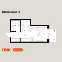 Планировка студии(квартира) площадью 26.6 квадратных метров в “ЖК Плеханова 11”