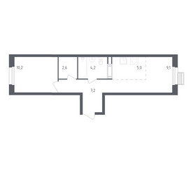 Планировка однокомнатной(квартира) площадью 38.2 квадратных метров в ЖК “ЖК ЭкоБунино (Южное Бунино)”