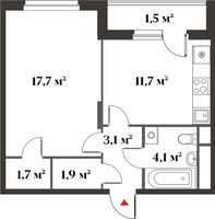 Планировка однокомнатной(квартира) площадью 40.3 квадратных метров в “Миниполис 8 кленов”