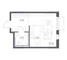 Планировка студии(квартира) площадью 25.9 квадратных метров в “ЖК Мытищи Парк”
