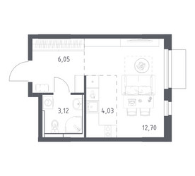 Планировка студии(квартира) площадью 25.9 квадратных метров в ЖК “ЖК Мытищи Парк”
