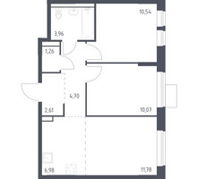 Планировка двухкомнатной(квартира) площадью 51.9 квадратных метров в “ЖК Молжаниново”