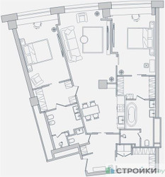Планировка двухкомнатной(квартира) площадью 123.6 квадратных метров в ЖК “ЖК Звезды Арбата”