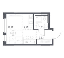 Планировка студии(квартира) площадью 22.18 квадратных метров в “ЖК Прибрежный Парк”