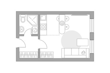 Планировка студии(квартира) площадью 26.42 квадратных метров в ЖК “ЖК Новая Рига”