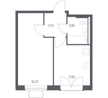Планировка однокомнатной(квартира) площадью 35.03 квадратных метров в “ЖК Квартал Западный”