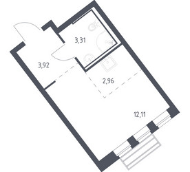 Планировка студии(квартира) площадью 22.1 квадратных метров в ЖК “ЖК Рублевский Квартал”