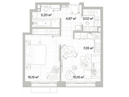 Планировка однокомнатной(квартира) площадью 47.23 квадратных метров в “Архитектурный проект Мыс”