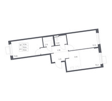 Планировка двухкомнатной(квартира) площадью 59.64 квадратных метров в “ЖК Подольские кварталы”