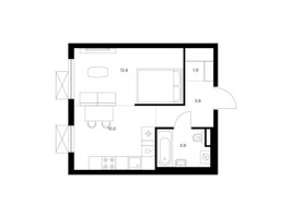 Планировка однокомнатной(квартира) площадью 32.6 квадратных метров в “ЖК Волжский Парк”