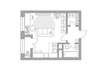 Планировка студии(квартира) площадью 32.62 квадратных метров в ЖК “ЖК Пехра”